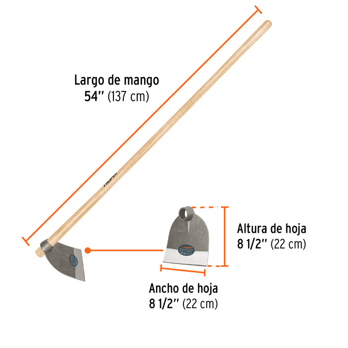 Azadón Lane No.3 de 2.1 lb con mango madera de 54', Truper 102918 AL-3MM