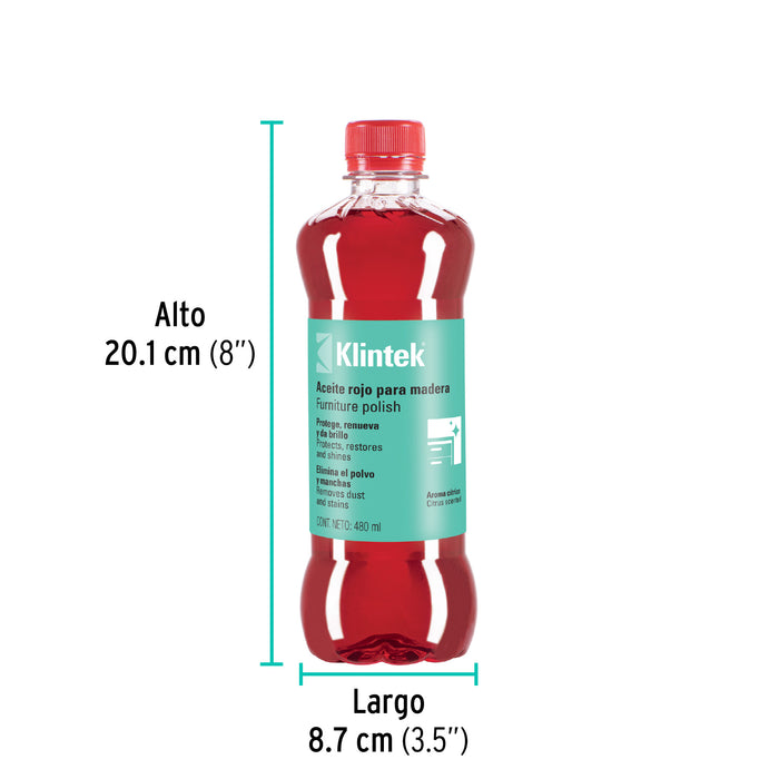 Aceite rojo para muebles, 480 ml, Klintek 57071 AMU-48