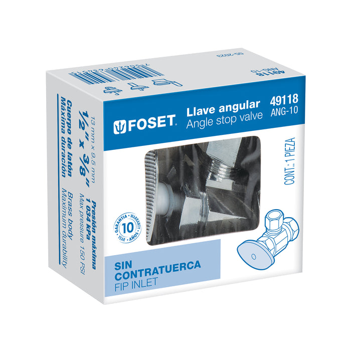 Llave angular de compresión robusta 1/2' x 3/8', Foset 49118