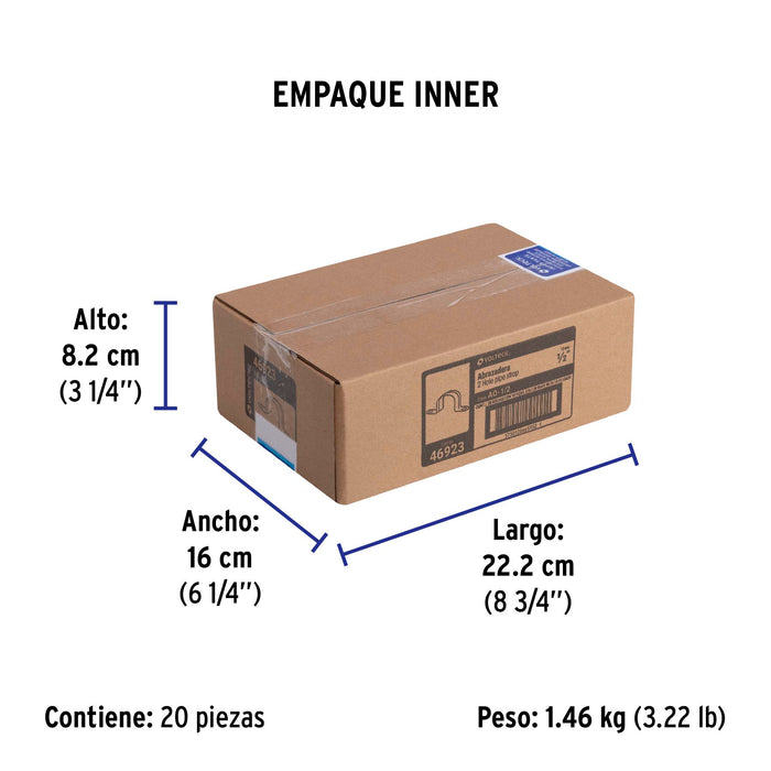 Bolsa con 10 abrazaderas 1/2' tipo omega para tubo, Volteck 46923