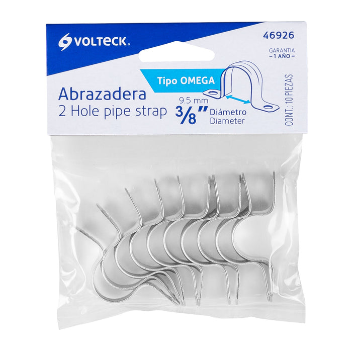 Bolsa con 10 abrazaderas 3/8' tipo omega para tubo, Volteck 46926