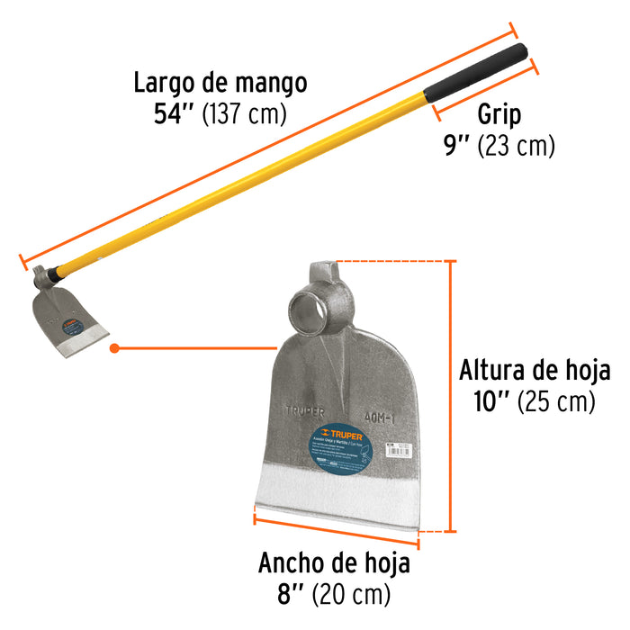 Azadón No. 1 oreja y martillo 2.6 lb sin mango, Truper 19979 AOM-1