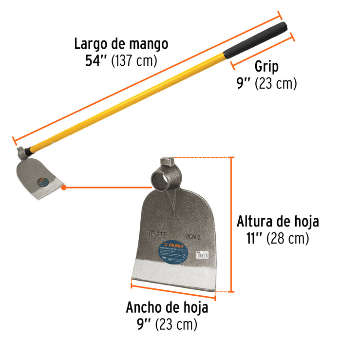 Azadón No. 2 oreja y martillo 2.8 lb sin mango, Truper 19980 AOM-2