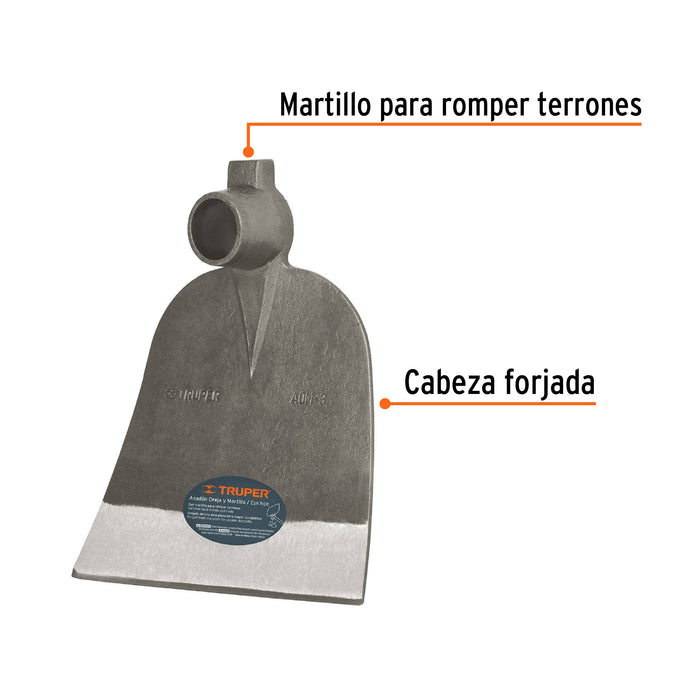 Azadón No. 3 oreja y martillo 3.1 lb sin mango, Truper 19981 AOM-3