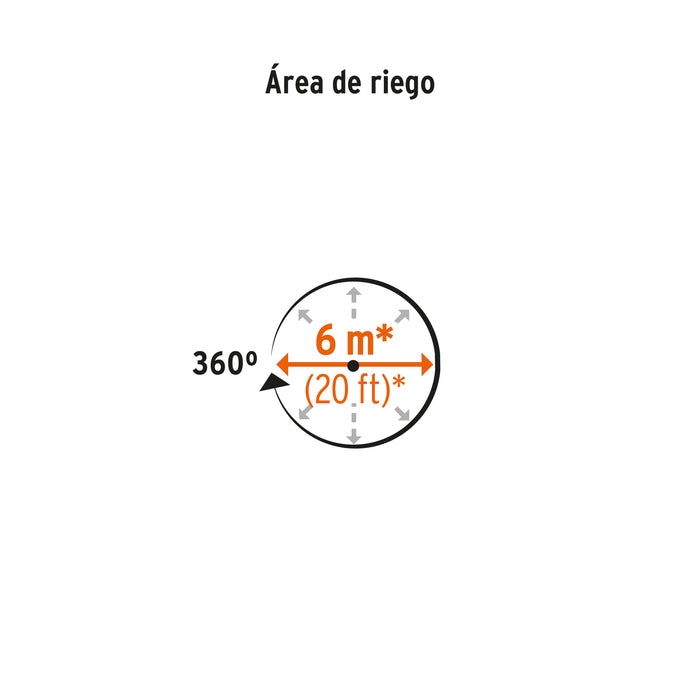 Mini aspersor plástico, dos vias, irrigacion 360°, Truper 12297 ASMI-360