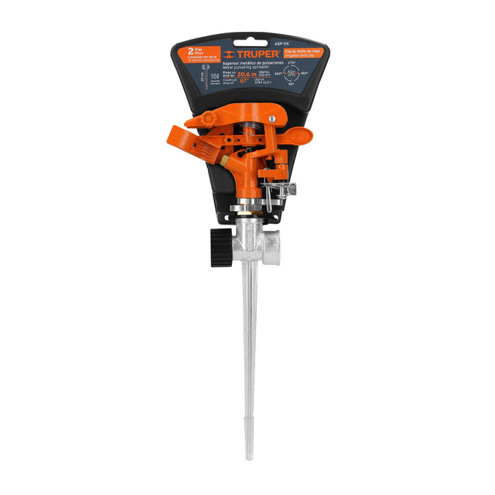 Aspersor metálico 11' dos vías, estaca metálica, Truper 10321 ASP-11X