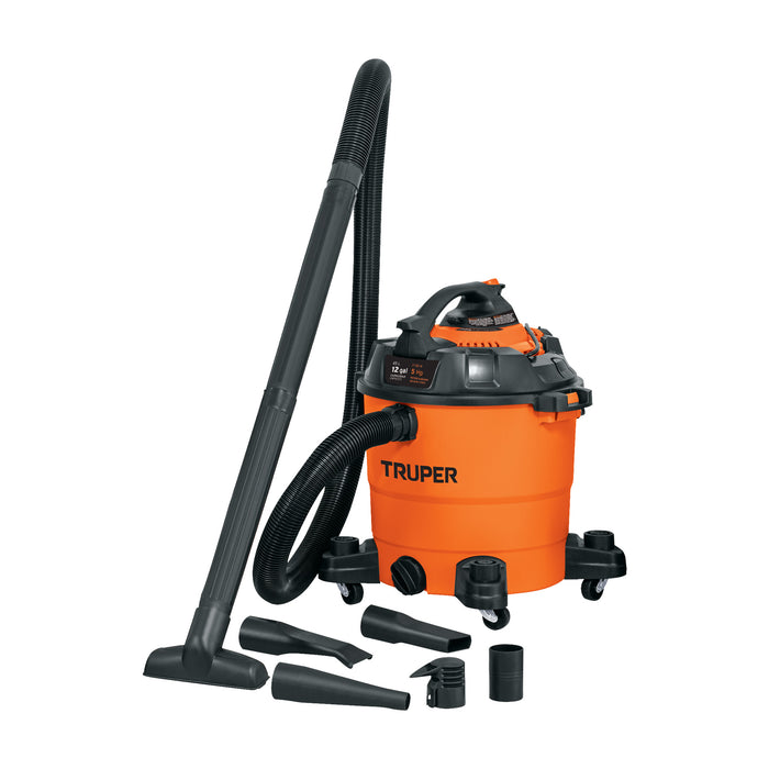 Aspiradora de sólidos y líquidos, 12 gal, plástica, Truper 101509 ASP-12
