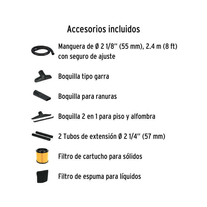 Aspiradora de sólidos y líquidos, 16 gal, acero inox, Truper 101525 ASP-16X