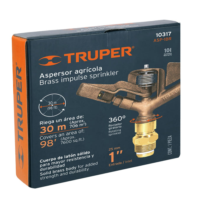 Aspersor agrícola de 1' fundido en latón, Truper 10317 ASP-1BR