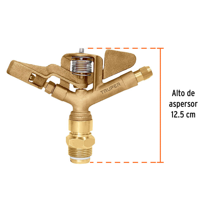 Aspersor agrícola de 1' fundido en latón, Truper 10317 ASP-1BR