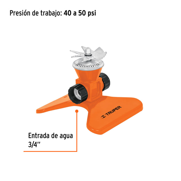 Aspersor base metálica, con aspas de aluminio, Truper 10329 ASP-50