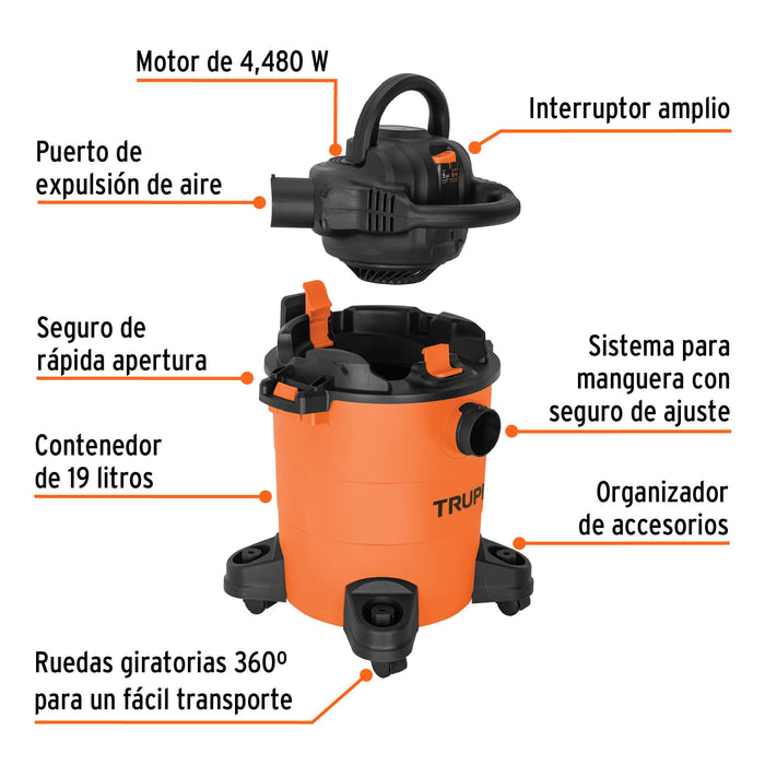 Aspiradora/sopladora de sólidos y líquidos 5 gal, plástica 101521 ASP-5S