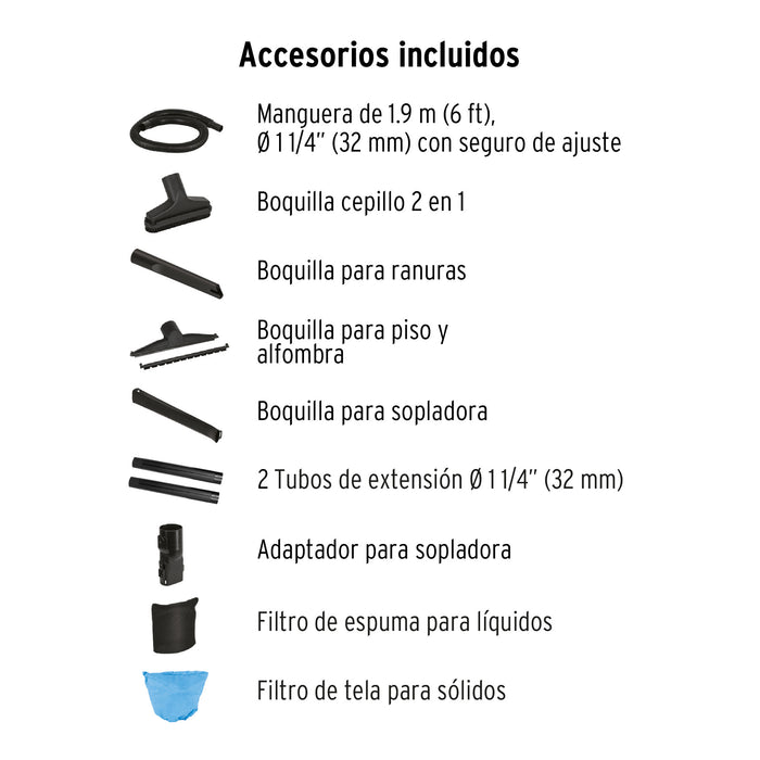 Aspiradora/sopladora de sólidos y líquidos 5 gal, plástica 101521 ASP-5S