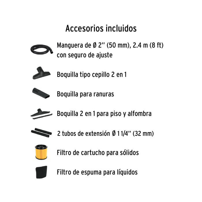Aspiradora de sólidos y líquidos, 5 gal, acero inox, Truper 101523 ASP-5X