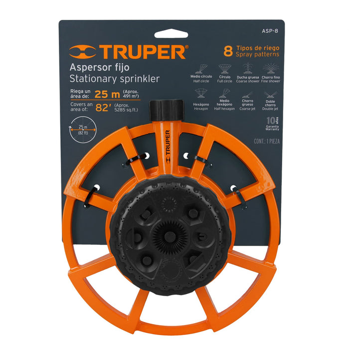 Aspersor base metálica, con 8 funciones, Truper 10328 ASP-8