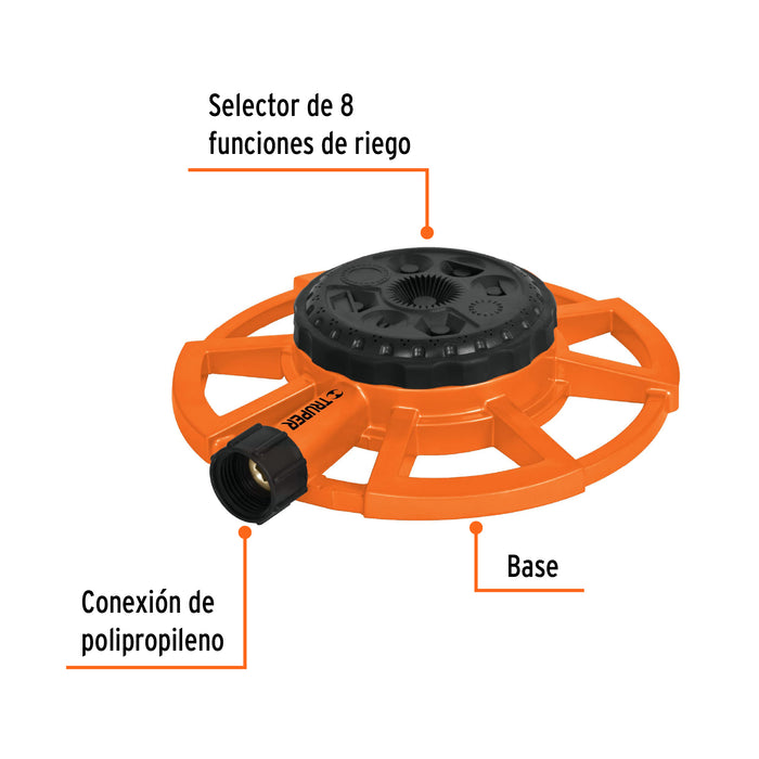 Aspersor base metálica, con 8 funciones, Truper 10328 ASP-8