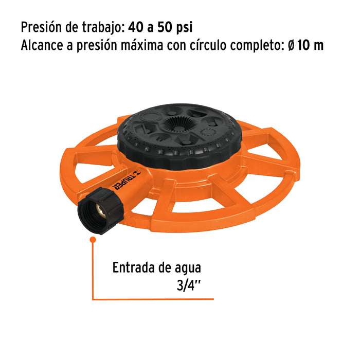 Aspersor base metálica, con 8 funciones, Truper 10328 ASP-8