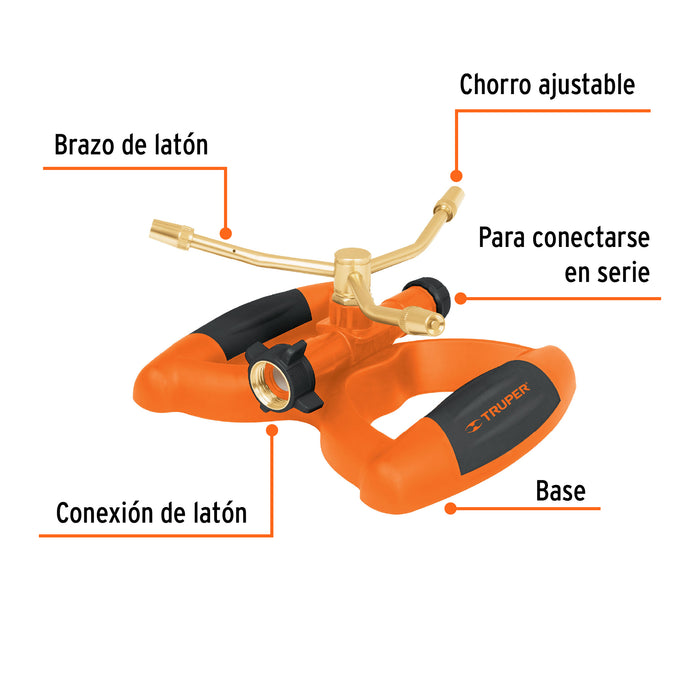 Aspersor metálico de 3 brazos con base plástica, Truper 11298 ASP-B3