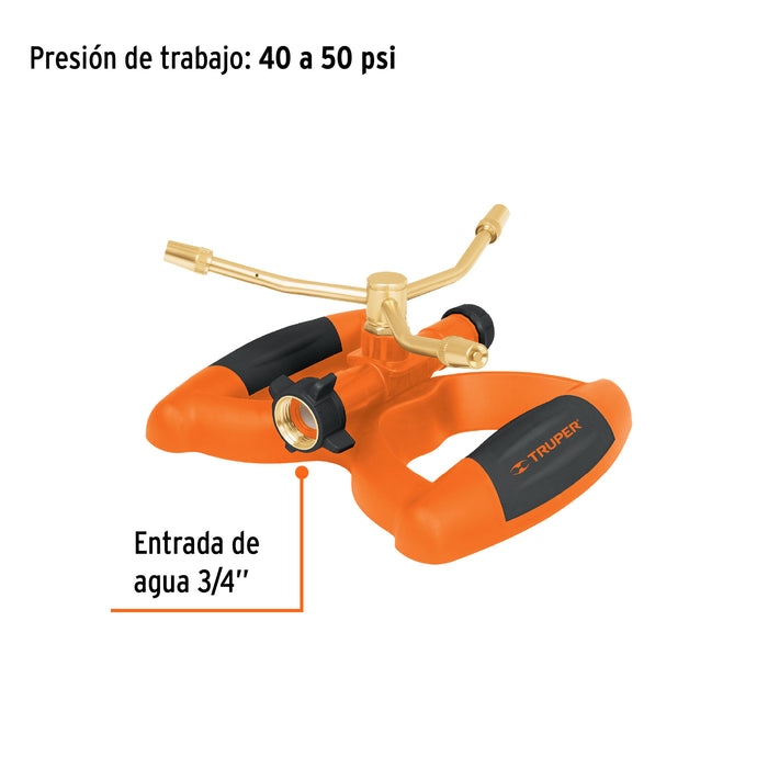 Aspersor metálico de 3 brazos con base plástica, Truper 11298 ASP-B3
