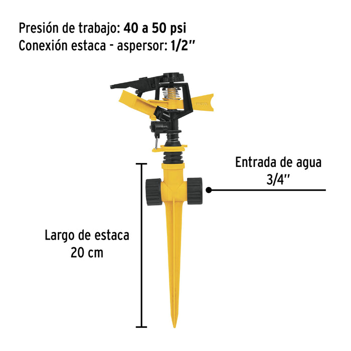 Aspersor plástico 11' dos vías, estaca plástica, Pretul 20060 ASPRO-11X