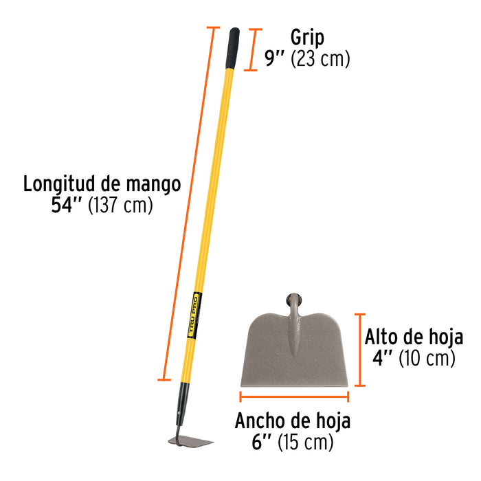 Azadón jardinero con mango fibra de vidrio 60', Truper 10559 ATJ-F