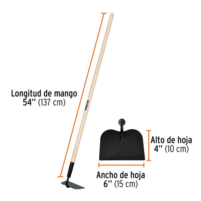 Azadón tipo jardinero 6', mango 48', Pretul 25053 ATJ-P