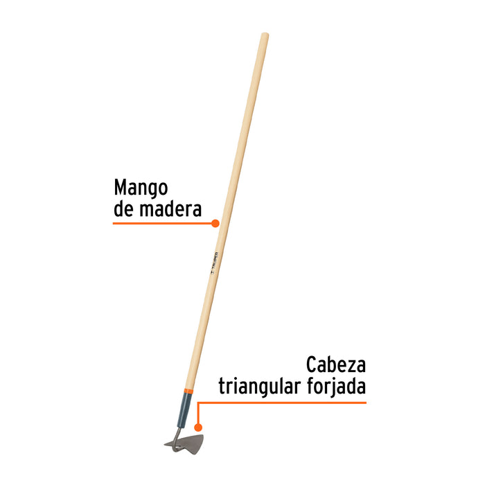 Azadón triangular jardinero con mango de madera 54', Truper 102140 ATJ-V