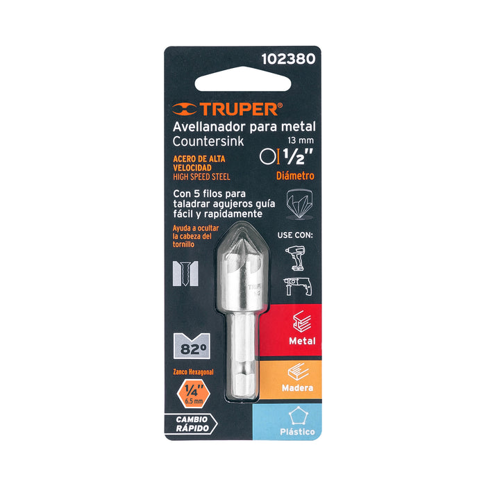 Avellanador HSS cambio rápido 1/2', Truper 102380 AV-1/2