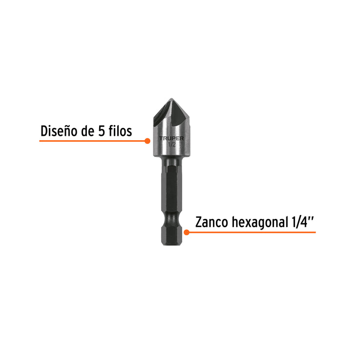 Avellanador HSS cambio rápido 1/2', Truper 102380 AV-1/2
