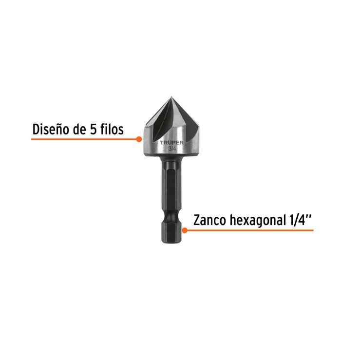 Avellanador HSS cambio rápido 3/4', Truper 102382
