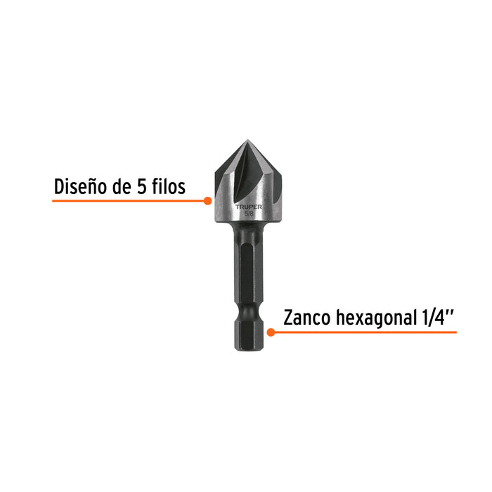 Avellanador HSS cambio rápido 5/8', Truper 102381