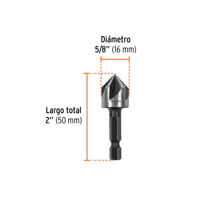 Avellanador HSS cambio rápido 5/8', Truper 102381