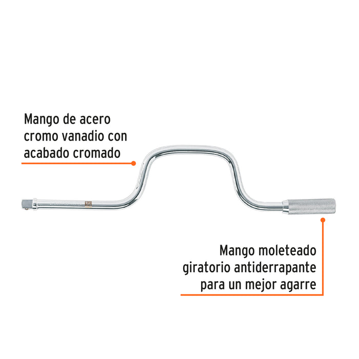 Mango cuadro 1/2' berbiquí, largo 18', Truper 13430 B-5480