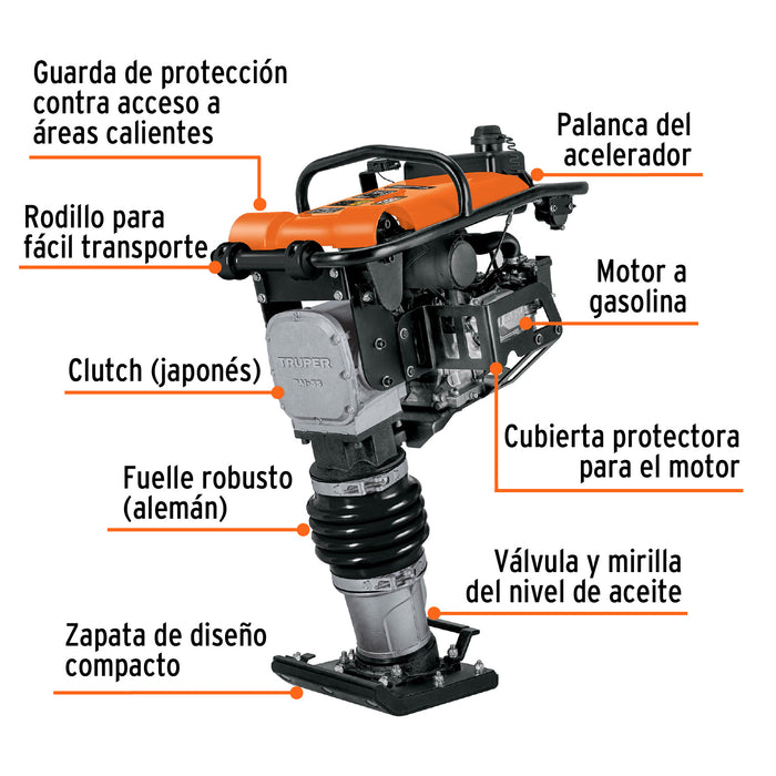 Bailarina compactadora 5.5 HP, motor Honda GX160, Truper 102971 BAI-55