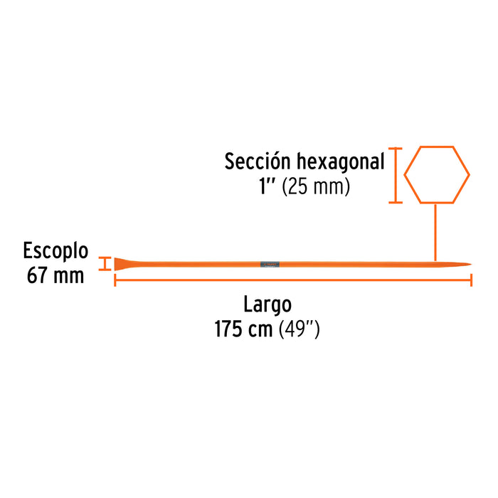 Barreta de punta de 1'x175 cm, escoplo 72 mm,Truper 10762 BAP-175