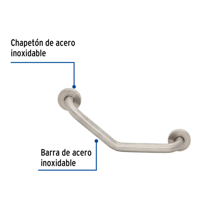 Barra angular de seguridad, acero inox, 1-1/4' x 40cm, Foset 46887