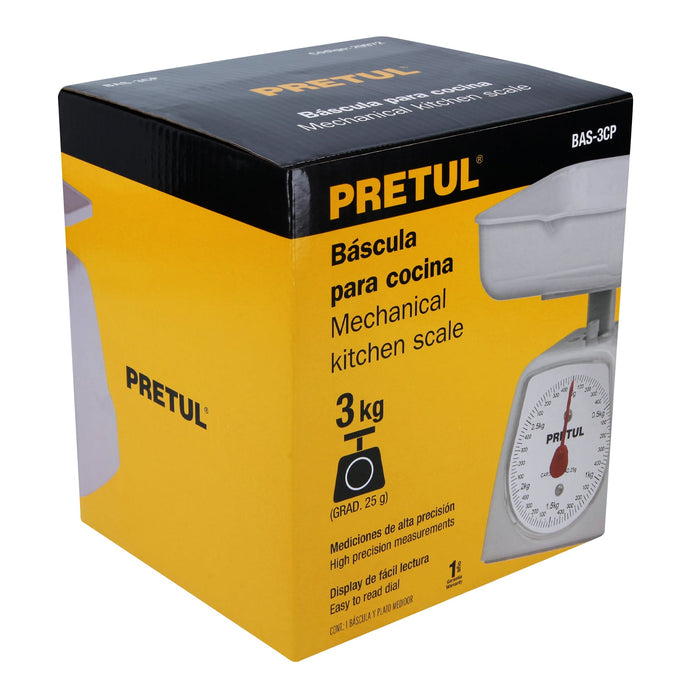 Báscula mecánica para cocina 3 Kg, Pretul 29972 BAS-3CP