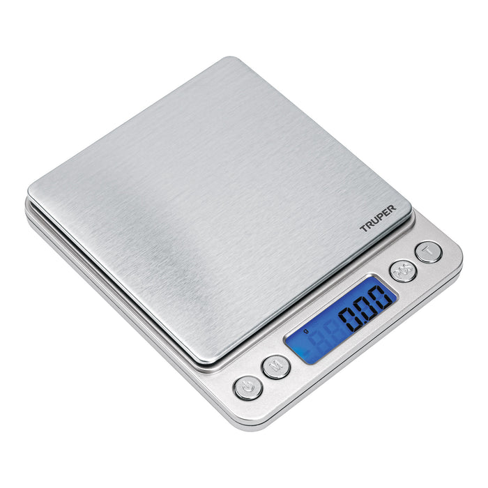 Báscula electrónica de precisión, de bolsillo, 500 g, Truper 102316 BASE-05B
