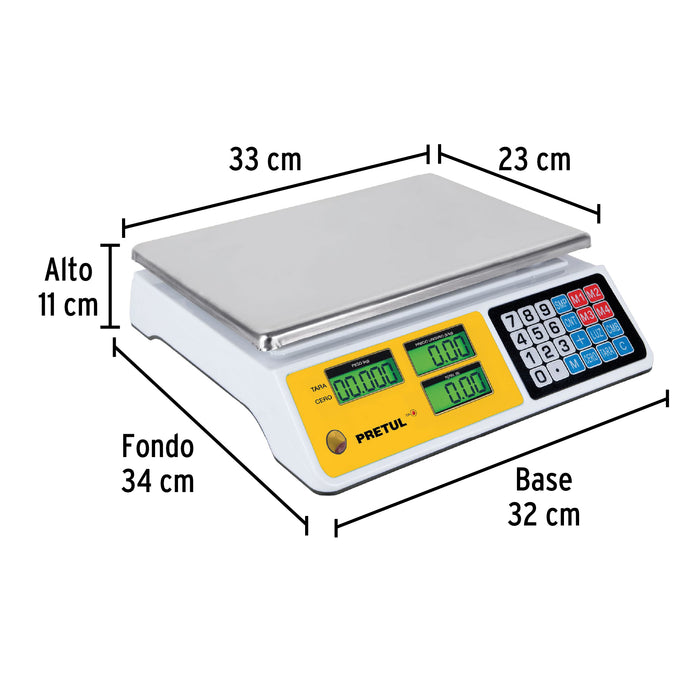 Báscula electrónica multifunciones 40 kg, Pretul 29966 BASE-40P