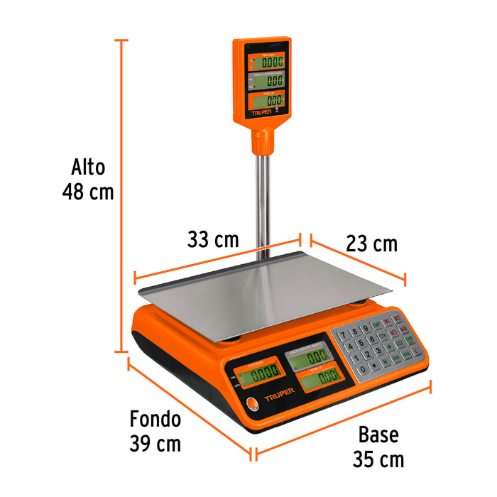 Báscula electrónica multifunciones con torreta 40 kg, Truper 100871 BASE-40T