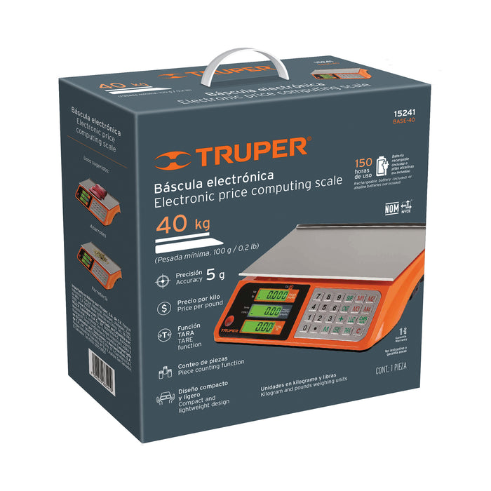 Báscula electrónica multifunciones 40 kg, Truper 15241 BASE-40