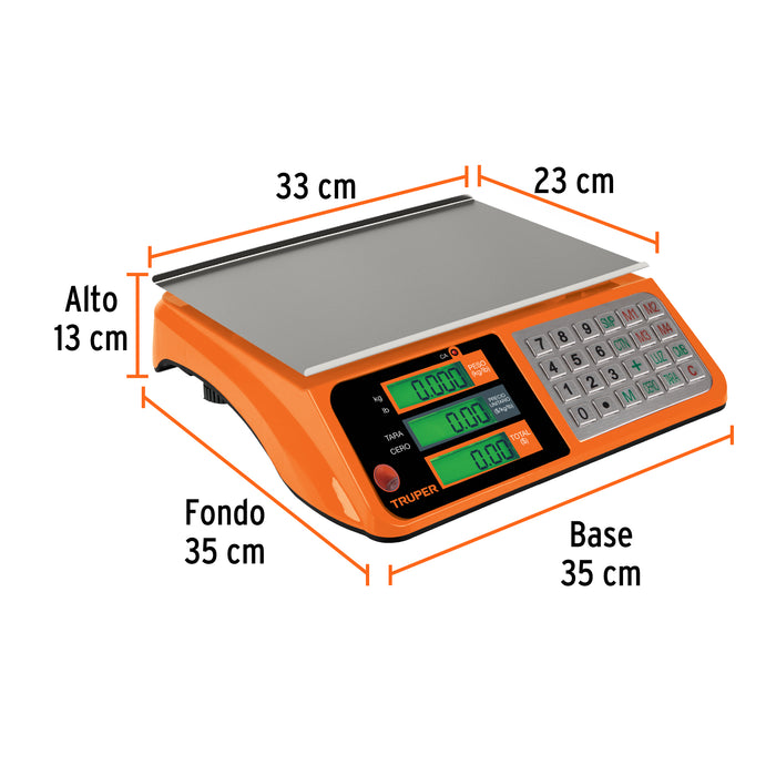 Báscula electrónica multifunciones 40 kg, Truper 15241 BASE-40