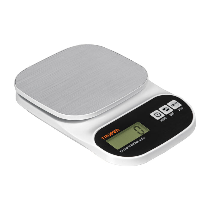 Báscula digital para cocina, plato de acero inox,5kg, Truper 103116 BASE-5EA
