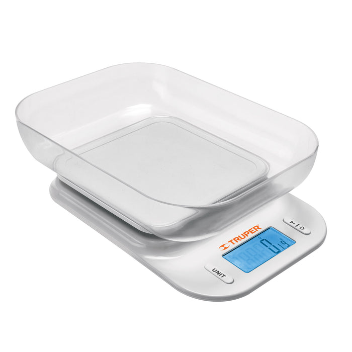 Báscula digital para cocina, con tazón, 5 kg, Truper 102421 BASE-5T