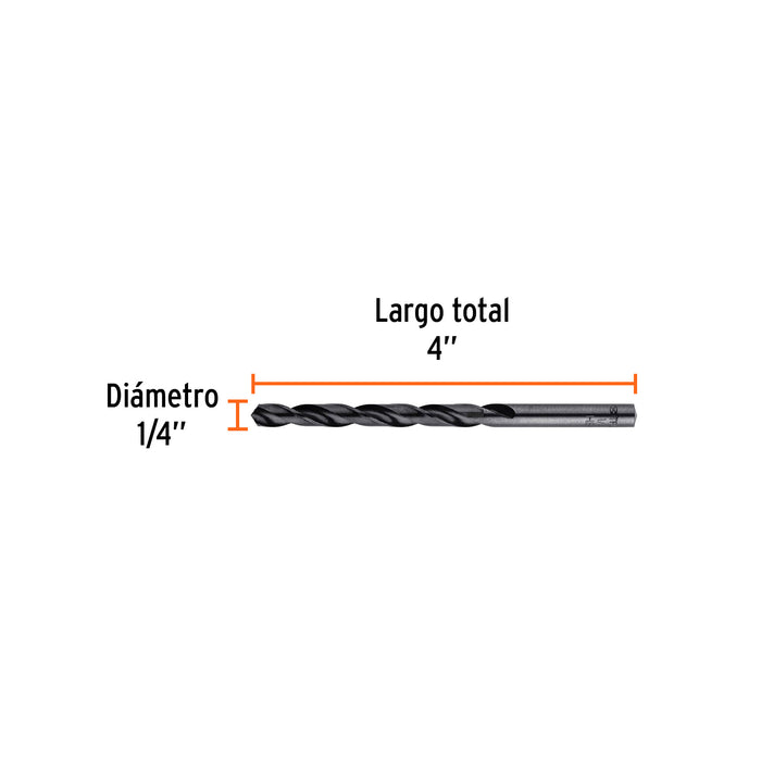 Broca HSS 1/4' Trublack para metal, Truper Código: 15097