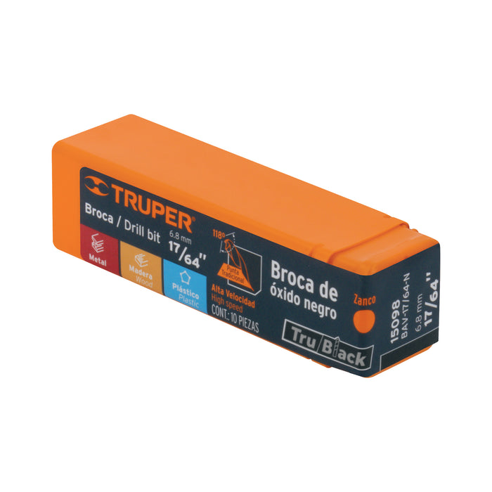 Broca HSS 17/64' Trublack para metal, Truper Código: 15098