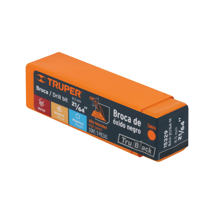 Broca HSS 21/64' Trublack para metal, Truper Código: 15329