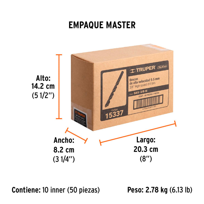 Broca HSS 19/64' Trublack para metal, Truper Código: 15327