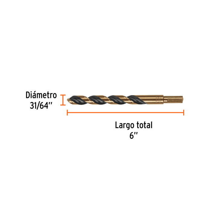 Broca HSS 31/64' Trugold para metal, Truper Expert 11164