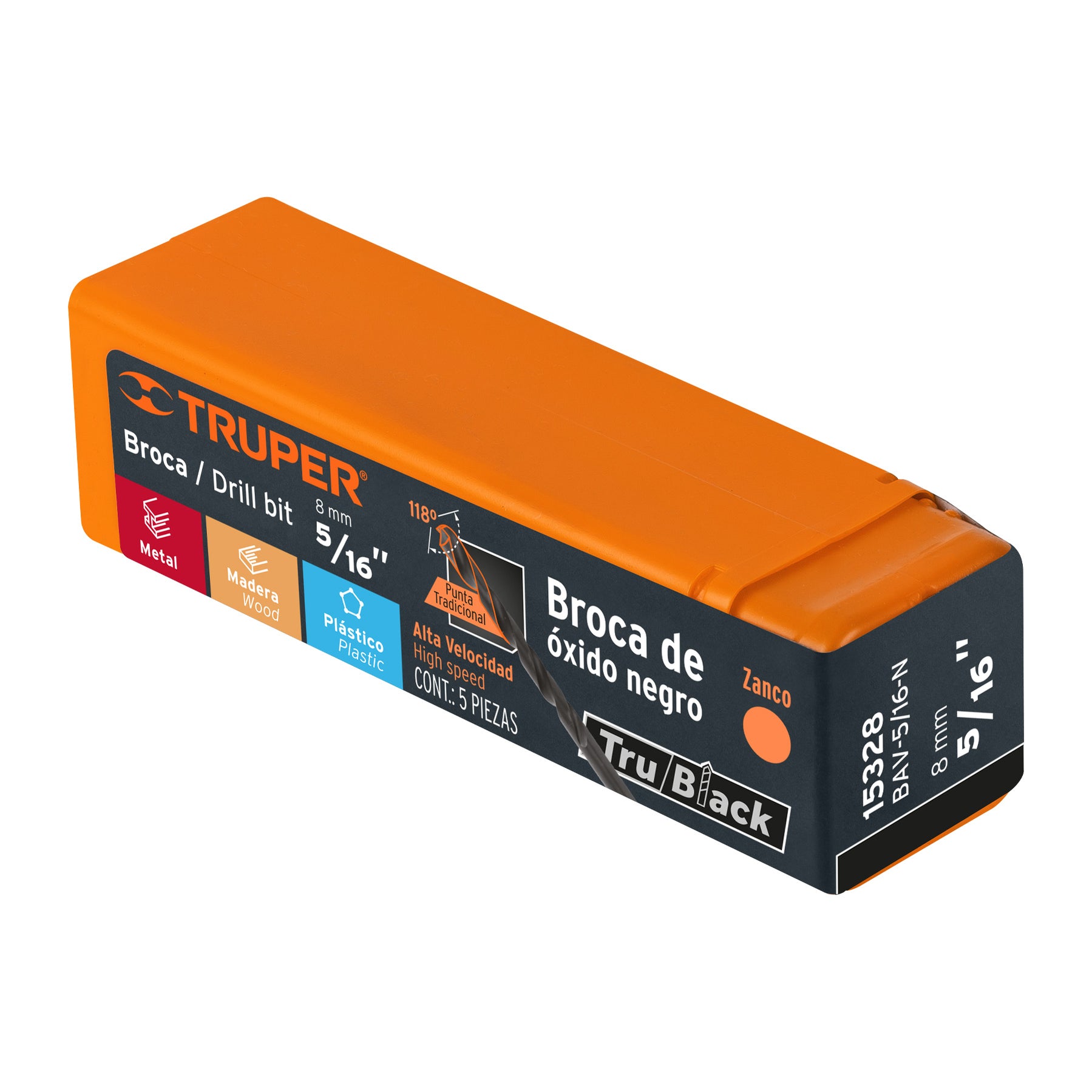 Broca HSS 5/16' Trublack para metal, Truper 15328 BAV-5/16-N 15328 BAV ...